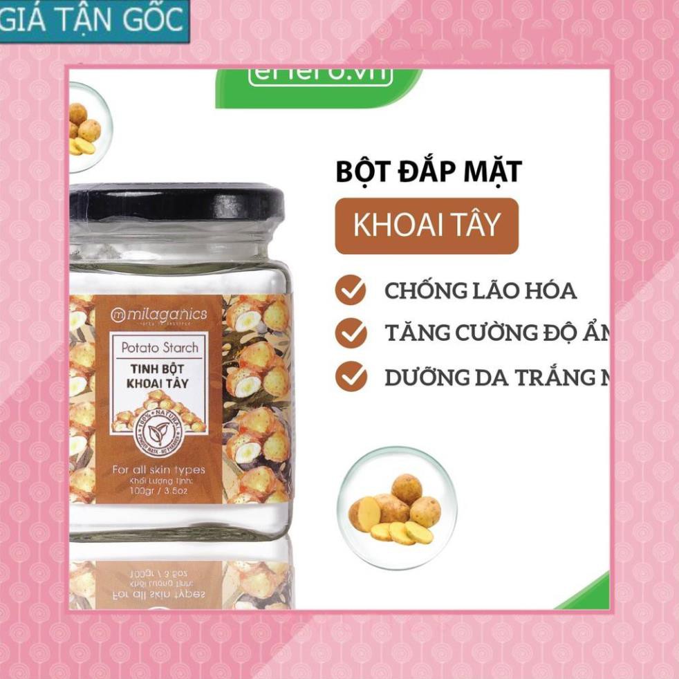 [GIÁ TẬN GỐC] Bột Khoai Tây Nguyên Chất Đắp Mặt Nạ Dưỡng Da Trắng Mịn, Chống Lão Hóa MILAGANICS 100g (Hũ) [EH]