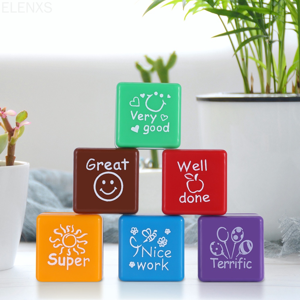 Set 6 con dấu in chữ tiếng anh hoạt hình cho bé