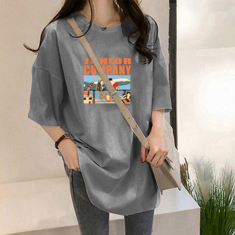Áo thun nữ tay ngắn dáng rộng theo phong cách Hàn Quốc