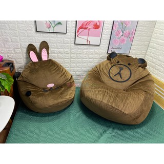Ghế lười hạt xốp Babykid trang trí hình thú, cỡ S, chất vải nhung lạnh nhiều màu (đã có sẵn hạt xốp, chưa kèm đôn)