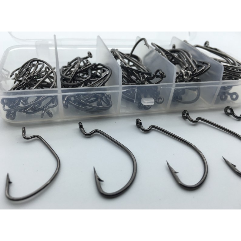 Hộp 100 / Hộp 100 Chiếc Nhiều Kích Cỡ #2-3/0# Móc Câu Cá Bằng Thép Carbon Mềm Chất Lượng Cao