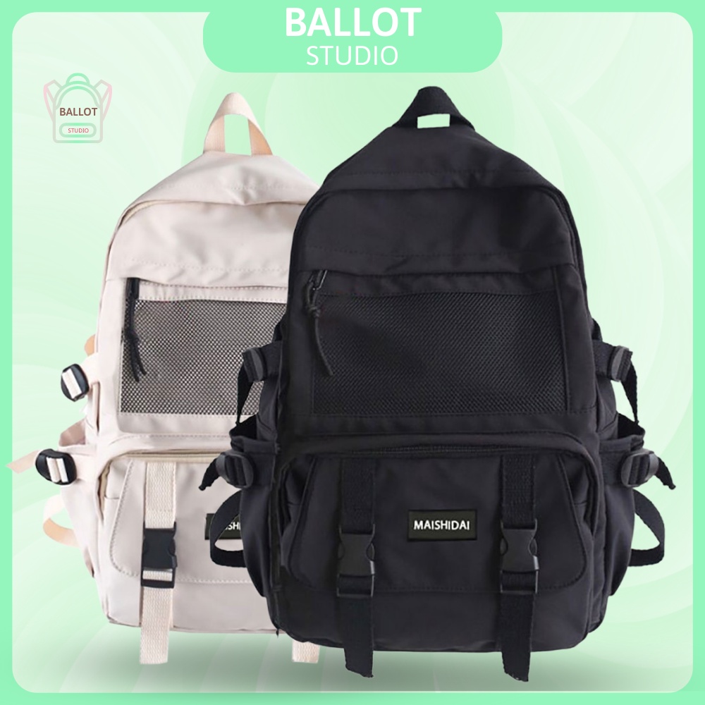 (BL13) Balo - cặp sách Ulzzang nhiều ngăn B0166 Maishidai đi học, đi làm, du lịch, đựng laptop Unisex nam nữ