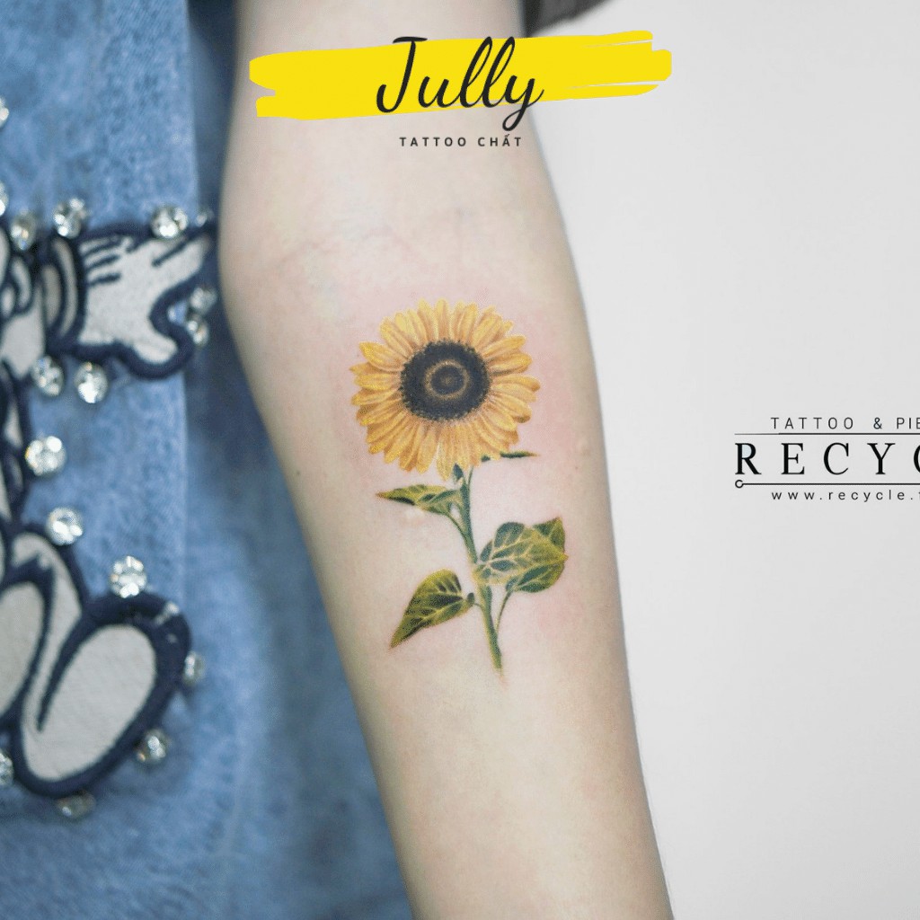 Hình xăm dán hoa hướng dương mini JULLY Tattoo chất, xăm tạm thời 15 ngày chống nước tặng kèm 1 miếng tẩy xăm đơn từ 20k