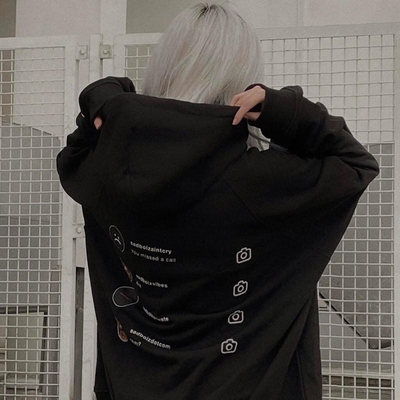 Áo hoodie nỉ form rộng mũ hai lớp - Sadboiz