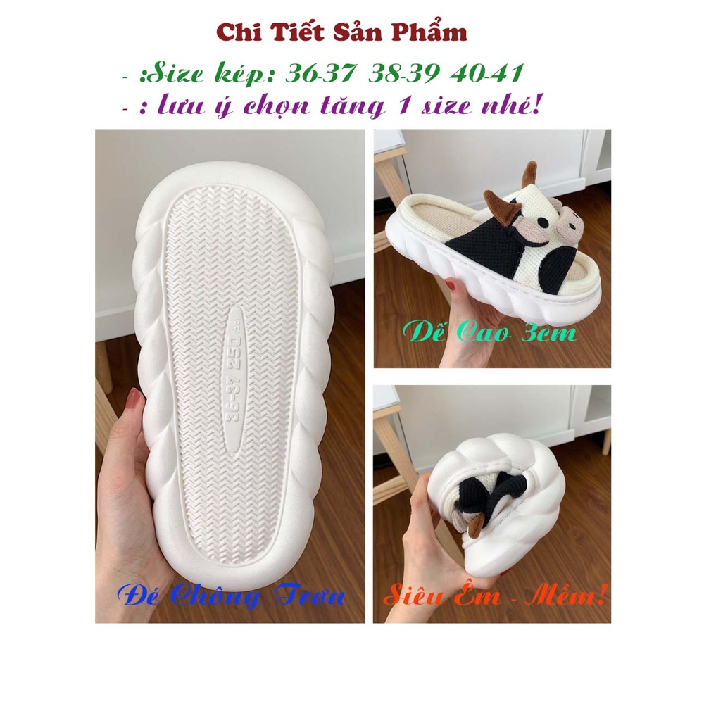 Dép Bông Hình Thú Họa Tiết Bò Sữa Dễ Thương MSP:Bò