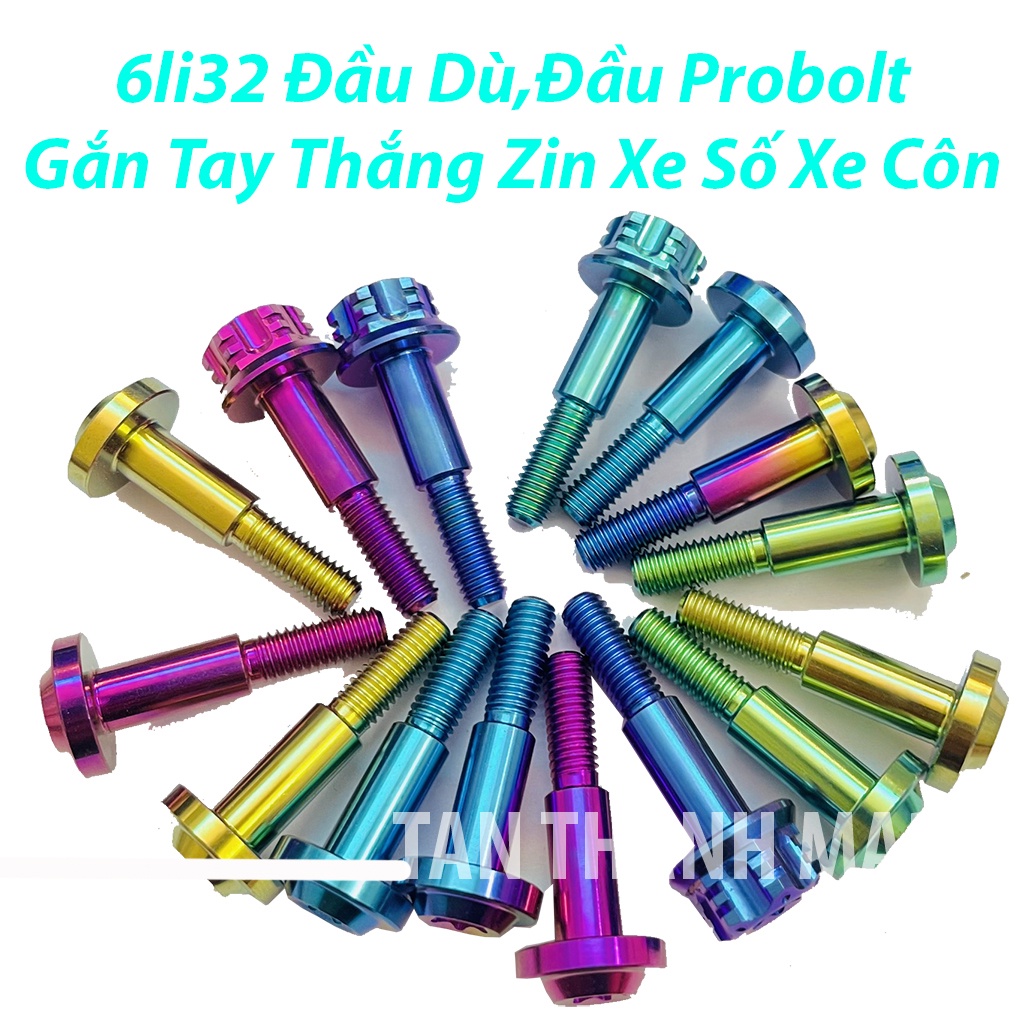 Ốc Titan Gr5 Gắn Tay Thắng Zin Xe Số Xe Côn Màu Điện Phân cao Cấp Mẫu Đầu Dù,Đầu Probolt PTTT
