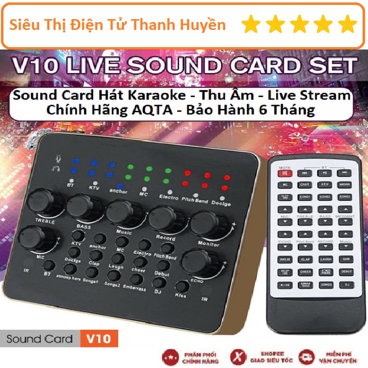 SOUND CARD V10 lọc âm thanh chuẩn phiên bản mới- bộ sound card v10 có khiển và các chế độ autu-tune