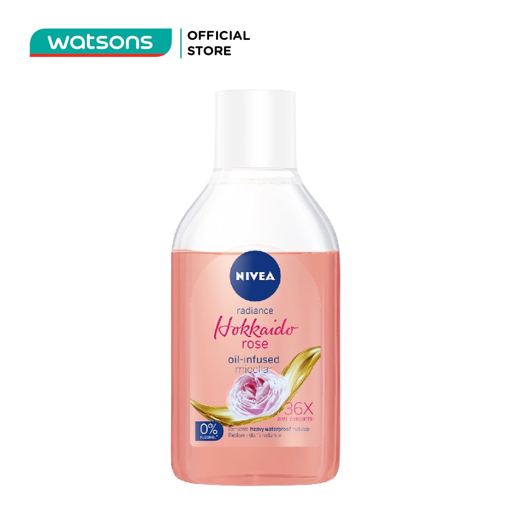 Dầu Tẩy Trang Nivea Hokkaido Rosy White Oil-Infused Micellar 0% Alcohol Chiết Xuất Hoa Hồng 400ml