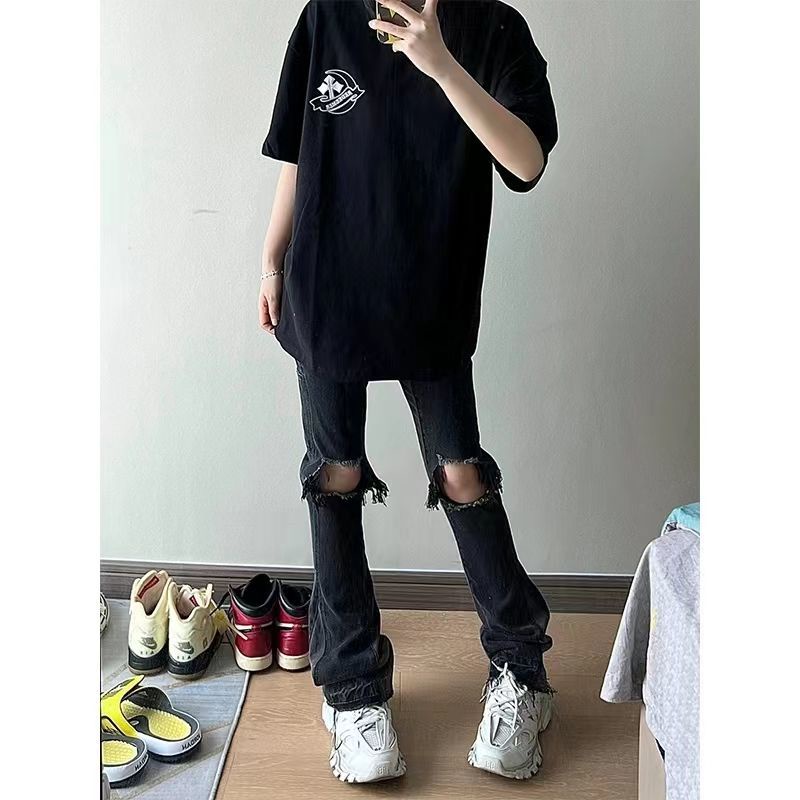 ☢✁Áo Thun 100% Cotton Nguyên Chất Tay Ngắn Dáng Rộng In Chữ Thập Thời Trang Mùa Hè Cho Nam Và Nữ