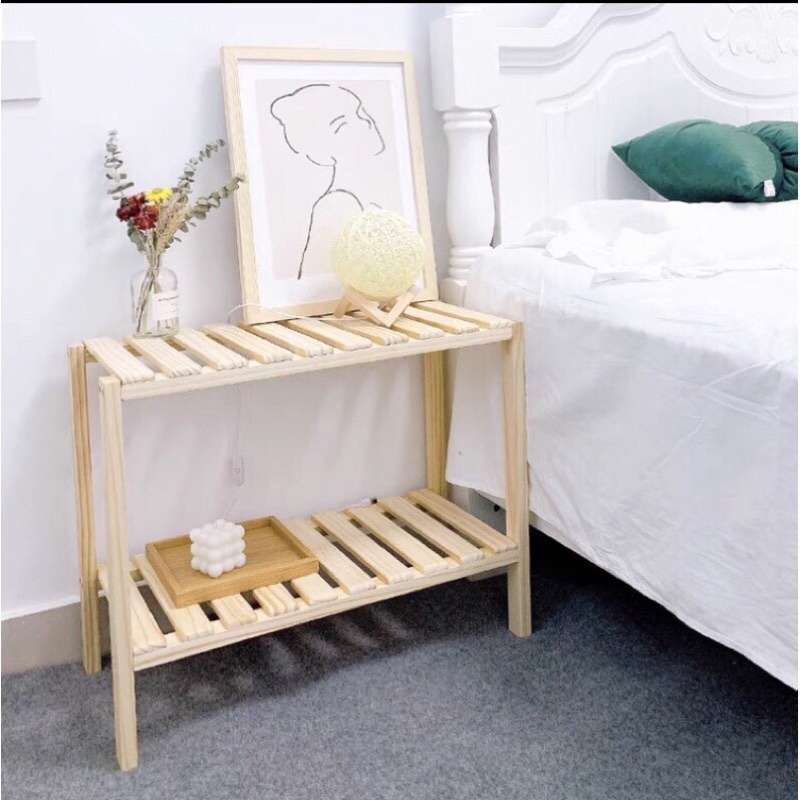 Kệ giày dép,2 tầng dài 80cm,gỗ thông nhập khẩu