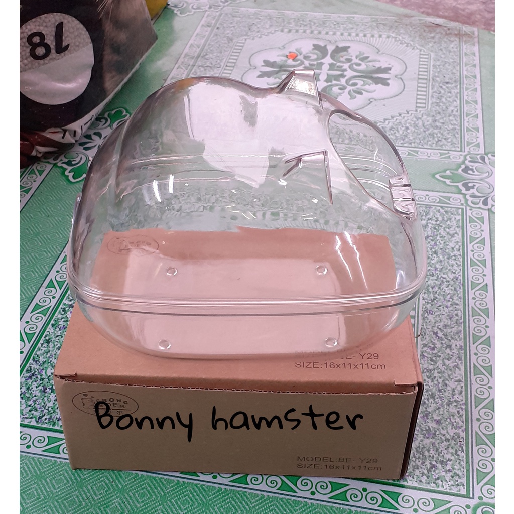 Nhà tắm mica gấu lớn dành cho hamster, sóc size 16*11*11 cm