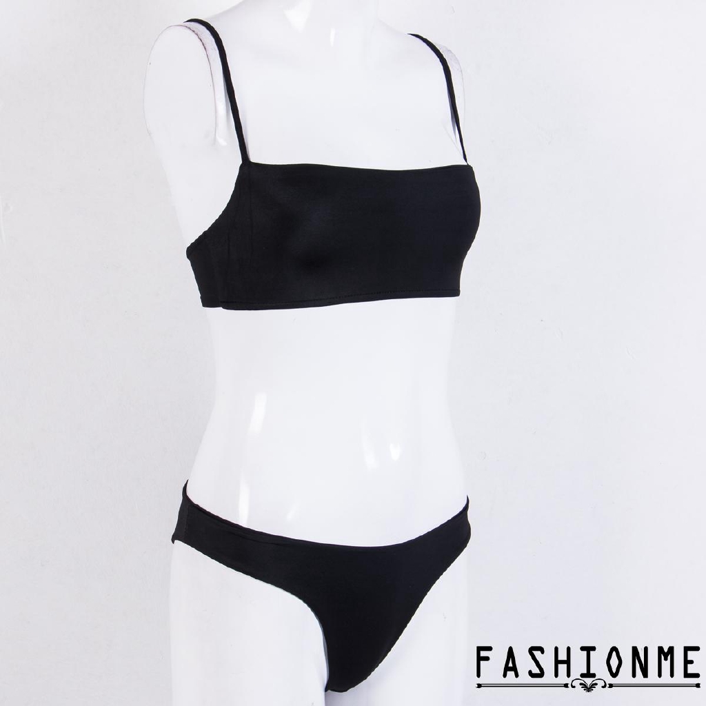 Bộ đồ tắm 2 mảnh có push-up màu trơn đơn giản kiểu dáng thời trang cho nữ | BigBuy360 - bigbuy360.vn