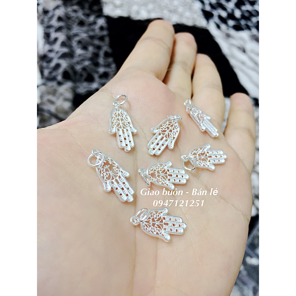 Charm bạc bàn tay Hamsa phật pháp