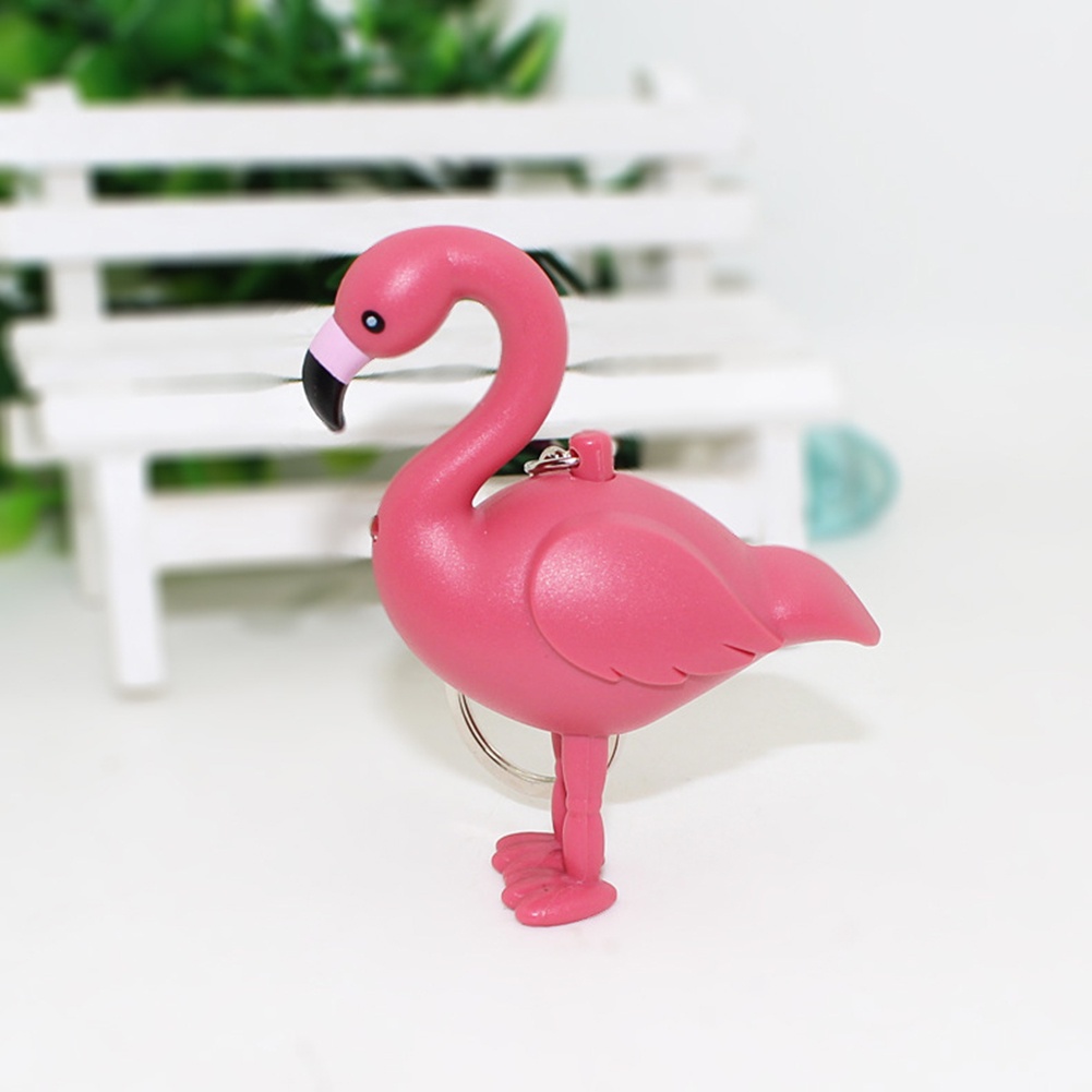 Móc Khóa Hình Chim Hồng Hạc Có Đèn Led Dễ Thương