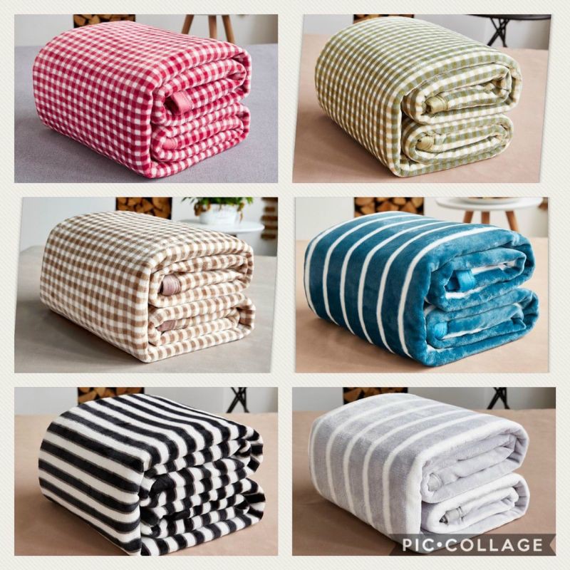 Chăn tuyết nhung kẻ Muji 2m*2m3. (6 màu)