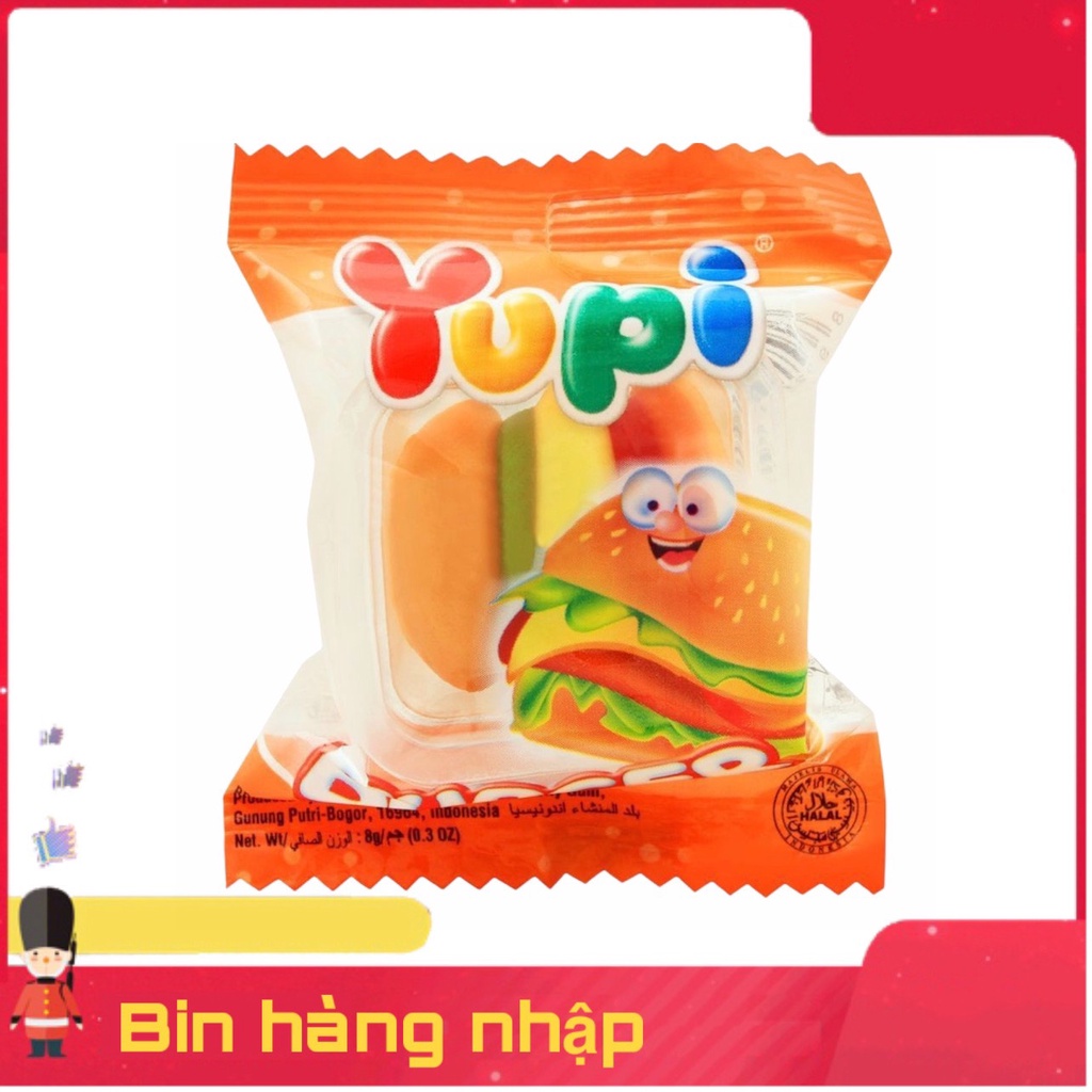 8 vỉ kẹo dẻo yupi hamburger nhập từ indonesia