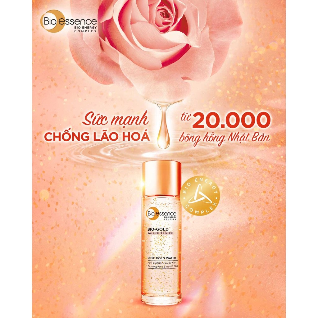 [HB Gift] Nước dưỡng ngăn ngừa lão hóa Bio-Essence Bio-Gold Rose chiết xuất vàng 24K tinh chất hoa hồng 100ml