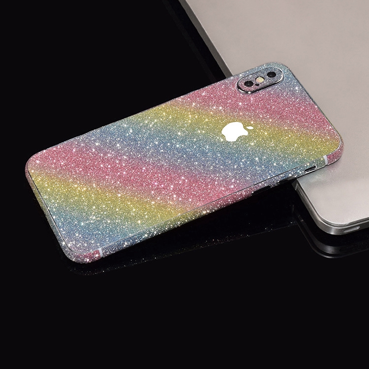cho iPhone XS Max Bầu trời đầy sao Miếng dán phim màu mềm cho iPhone X XR XS Giấy bạc Glitter Bling Sequins màng