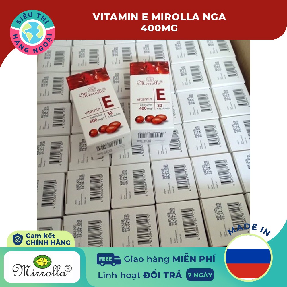 Vitamin E Đỏ Nga Mirrolla 400mg Hộp 30 Viên  [Hàm lượng vitamin E lên tới 400mg] | BigBuy360 - bigbuy360.vn