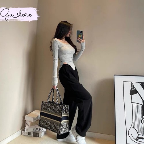 Áo giữ nhiệt dài tay xẻ tà phong cách có ảnh thật