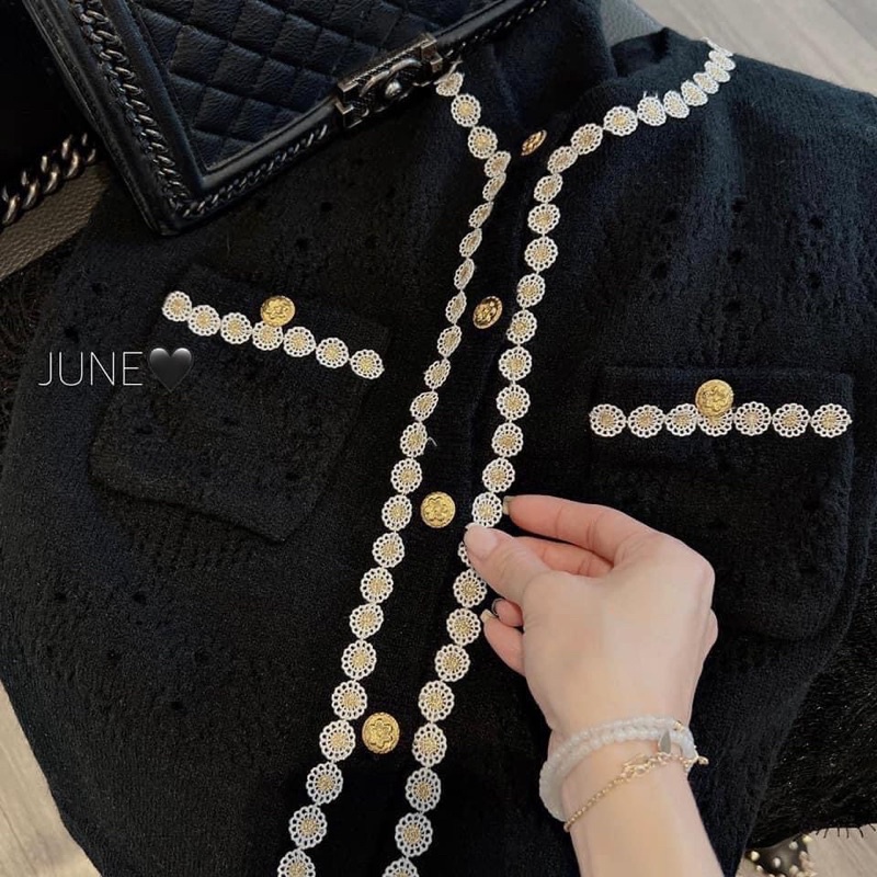 ÁO CADIGAN LÔNG THỎ VIỀN REN SIÊU HOT