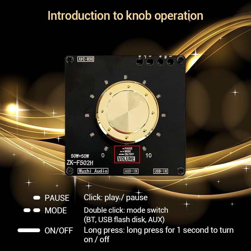 Mô Đun Khuếch Đại Âm Thanh Bluetooth ZK-F502H TPA3116D2 50W+50W