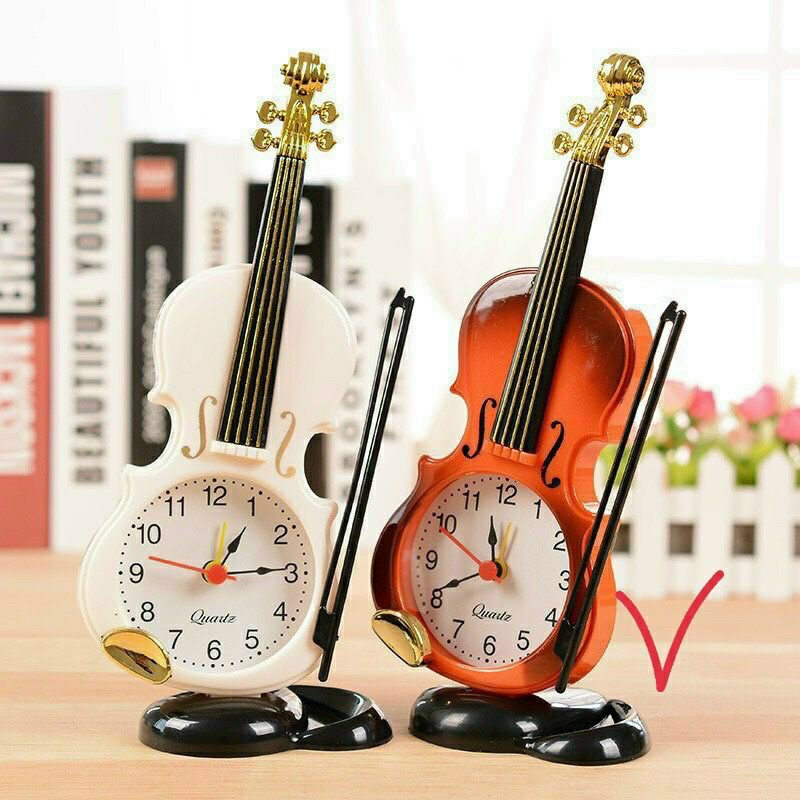 Đồng Hồ Báo Thức Để Bàn Hình Dáng Cây Đàn Violin Cổ Điển Sang Chảnh