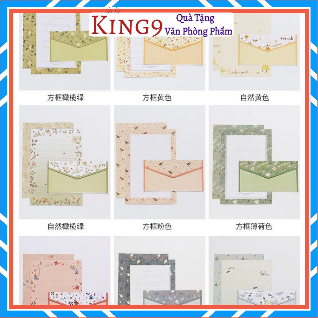 Set giấy viết thư A5 họa tiết hoa FLORAL BG cực xinh nhiều mẫu phụ kiện quà tặng KING9