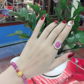 Nhẫn hồ ly ruby bọc bạc