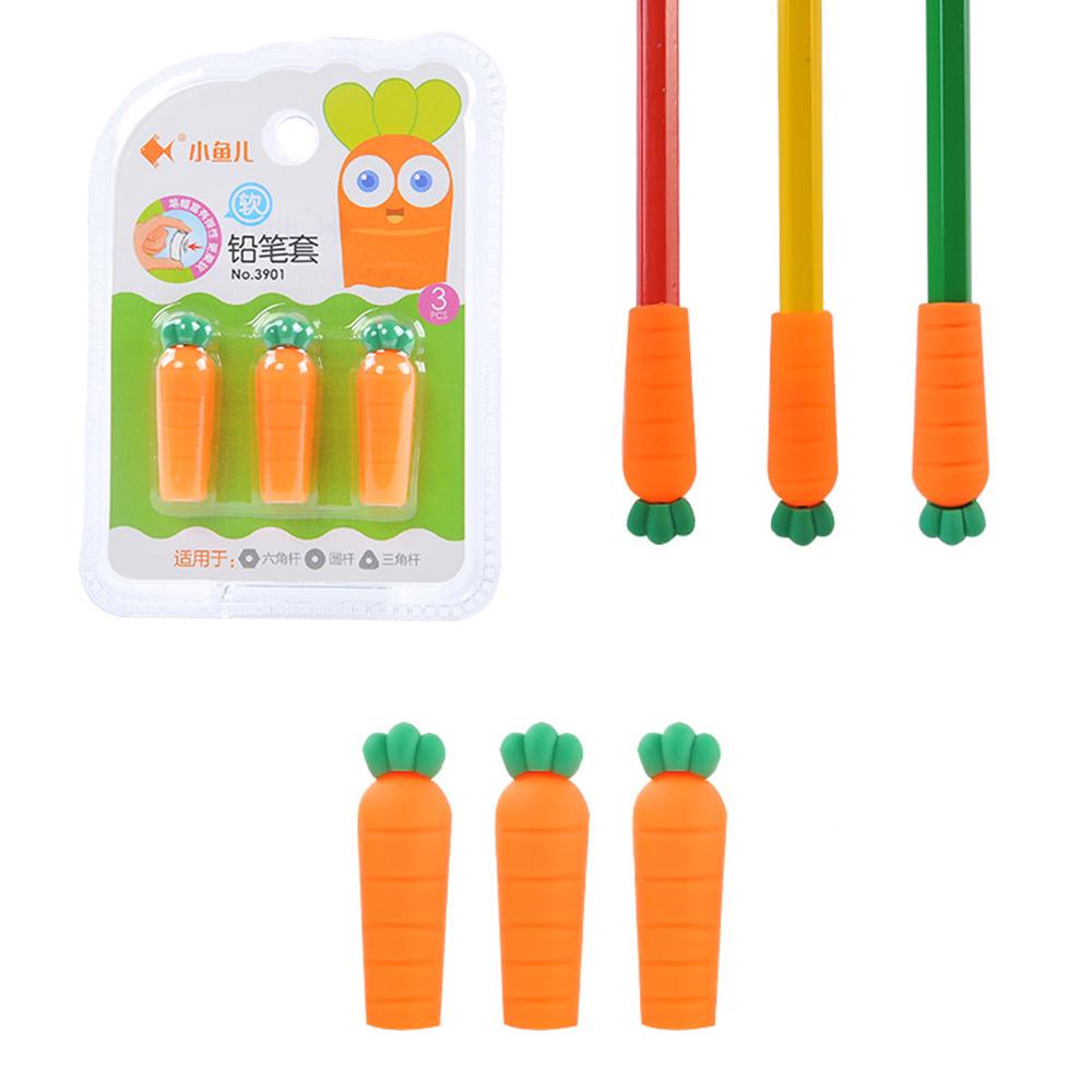 Set 3 Phụ Kiện Nối Dài Bút Chì Hình Gấu / Thỏ / Cà Rốt / Gấu Hoạt Hình Cho Học Sinh