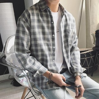 Áo sơ mi nam form rộng FLANNEL kẻ caro Unisex, thích hợp khoác ngoài, chất vải mềm mát, hàng nhập Quảng Châu
