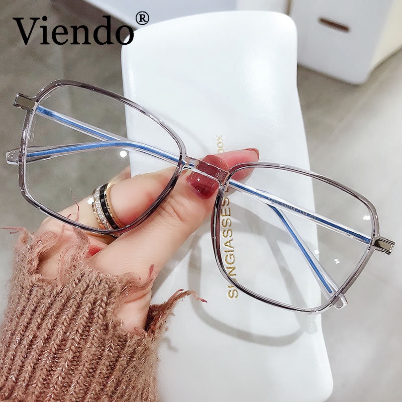 Kính cận VIENDO gọng vuông to tròng đổi màu chống tia UV/ ánh sáng xanh thời trang cho nam nữ(có thể cắt cận thị ống kính)