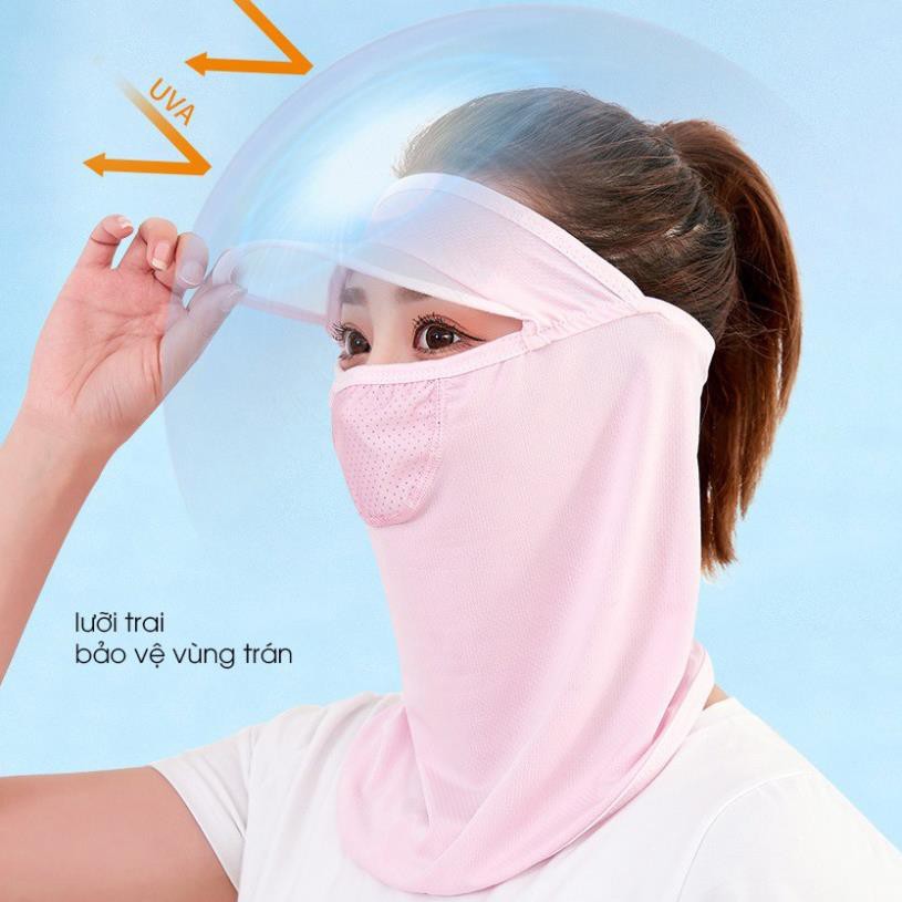 Mũ chống nắng nửa đầu kèm khẩu trang che mặt che cổ - khẩu trang ninja che cổ có vành lưỡi trai (MKT04)