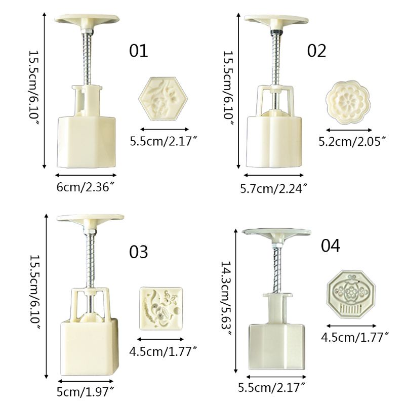 Khuôn Làm Bánh Trung Thu và 4 / 6 Khuôn Nhấn Tay 50g