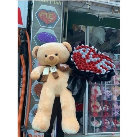 Gấu Teddy Nhồi Bông Cỡ Lớn Khăn Thêu Xinh Xắn Đáng Yêu