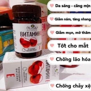 Vitamin E đỏ Nga Mirrolla 270mg (Hộp 30 viên)
