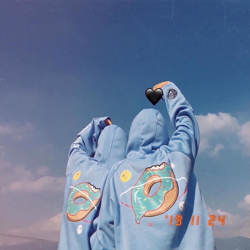Áo hoodie donut xanh