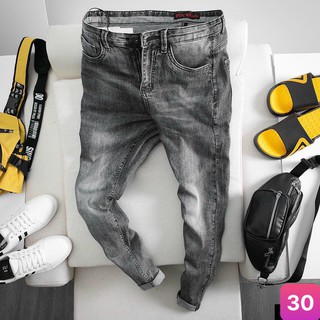 Quần jean nam xám trơn không rách gối chất bò cao cấp co dãn 4 chiều, quần rin nam mới cực đẹp Hbfashion05