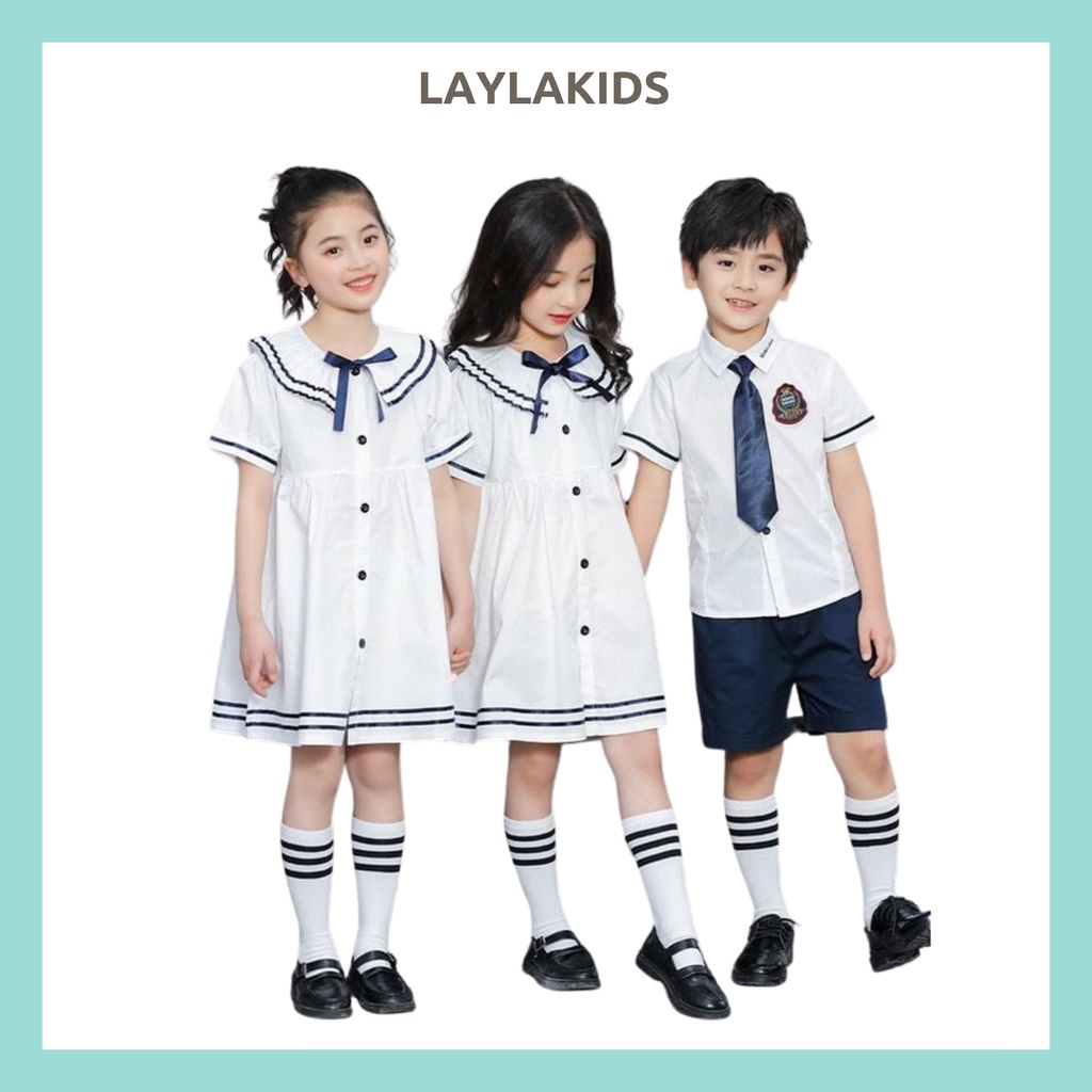 Set bộ học sinh bé gái/bé trai cotton thiết kế cao cấp phong cách Nhật Hàn Layla Kids (2-10 tuổi)