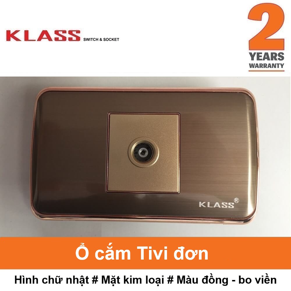(Công tắc ổ cắm KLASS) Ổ cắm TV đơn, hình chữ nhật, màu vàng đồng, KLASS 118KV1 118KV1-033