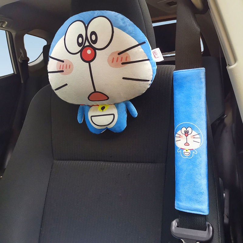 【Ready Stock】 Doraemon Car headrest backrest neck guard car lumbar support creative car interior decoration PiQJ