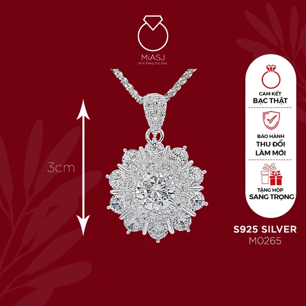 Mặt dây chuyền nữ Bạc Ý S925 MiASJ nhiều kiểu dáng kích thước đính đá Cz sáng đẹp cao cấp M5