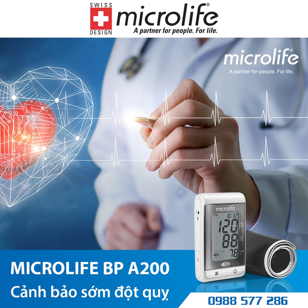 Máy đo huyết áp bắp tay Microlife BP A200 - Kết Nối Cổng USB Với Máy Tính - Bảo Hành 5 Năm