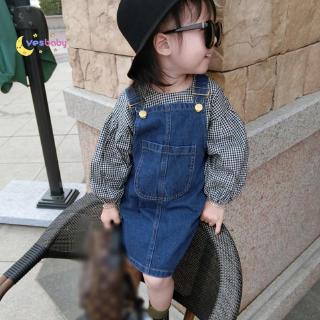 Đầm Yếm Denim Cho Bé Gái