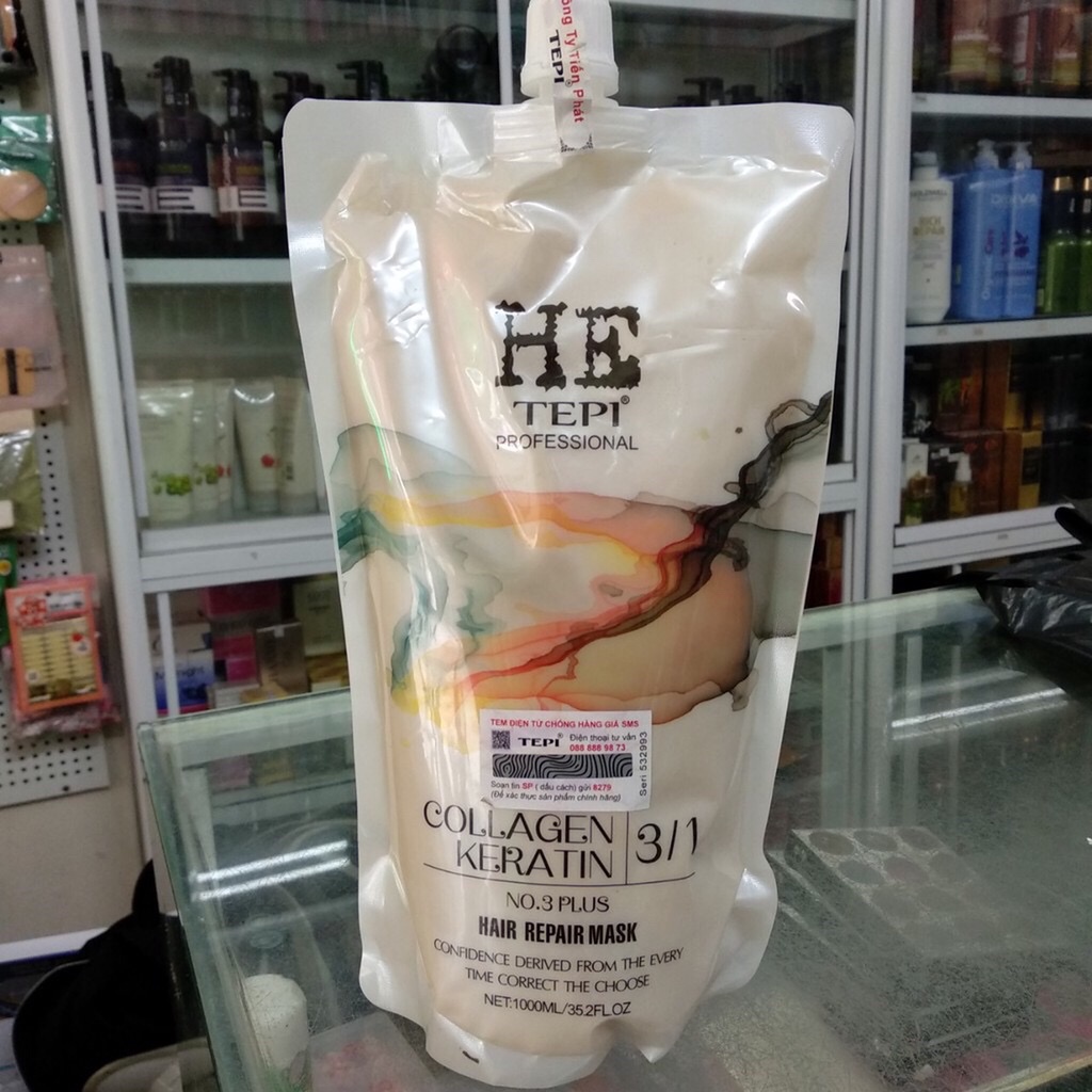 Hấp dầu Hetepi Keratin Collagen 3 in 1 hồi sinh tóc nát.1000ml