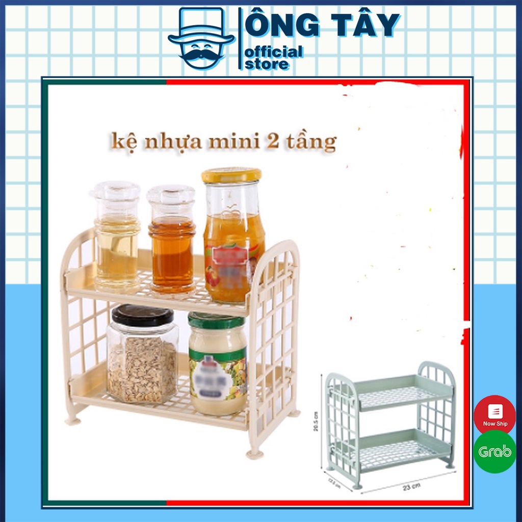 Kệ nhựa mini 2 tầng - Giá để đồ 2 tầng mini lắp ghép