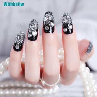 Bộ 24 Móng Tay Giả Đính Đá 3d Cho Cô Dâu