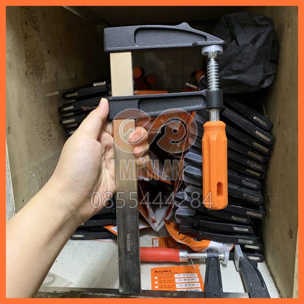Vam chữ F - Cảo kẹp gỗ chữ F [CHÍNH HÃNG] ASAKI bản 80x150/200/250/300/400mm AK-6241 AK-6242 AK-6243 AK-6244 AK-6245