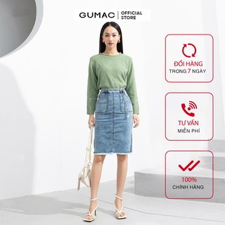 Chân Váy jean nữ suông túi chéo GUMAC trẻ trung thanh lịch VJA9233