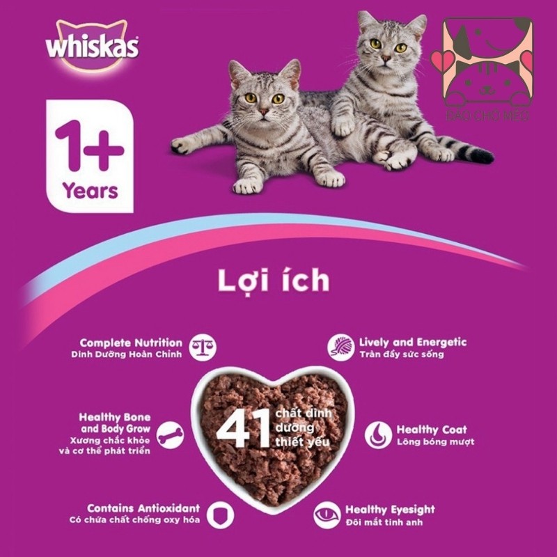 [Mã SKAMLTSM9 giảm 10% đơn 99K] Pate Mèo Whiskas Junior Tuna 85g cung cấp nguồn dinh dưỡng dồi dào cho mèo - Đảo Chó Mèo